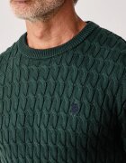 U.S. Polo Assn. пуловер мъжки от памук CLASSIC COTTON CABLE KNIT CREW зелен MUP5410
