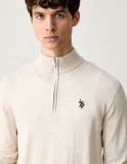 U.S. Polo Assn. пуловер мъжки с памук Rich Funnel 1/4 Zip бежов MUP2963