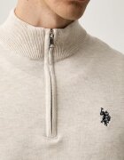 U.S. Polo Assn. пуловер мъжки с памук Rich Funnel 1/4 Zip бежов MUP2963