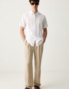 U.S. Polo Assn. риза мъжка с добавен лен LINEN BLEND SS бяла MUP3254