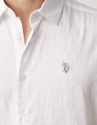 U.S. Polo Assn. риза мъжка с добавен лен LINEN BLEND SS бяла MUP3254