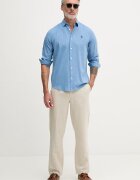 U.S. Polo Assn. риза мъжка с памук LINEN BLEND LS синя с изчистена шарка MUP3248