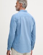 U.S. Polo Assn. риза мъжка с памук LINEN BLEND LS синя с изчистена шарка MUP3248