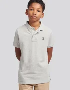 U.S. Polo Assn. тениска с яка за деца от памук сива USP2369