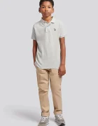 U.S. Polo Assn. тениска с яка за деца от памук сива USP2369
