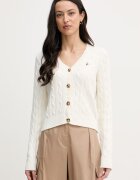 U.S. Polo Assn. жилетка дамска от памук CABLE KNIT бежова WUP0400