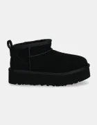 UGG апески за деца от велур CLASSIC ULTRA MINPLATFORM черни 1157791K