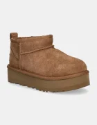 UGG апески за деца от велур CLASSIC ULTRA MINPLATFORM кафяви 1157791K