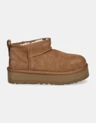 UGG апески за деца от велур CLASSIC ULTRA MINPLATFORM кафяви 1157791K