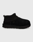 UGG апрески зимни обувки за деца от велур CLASSIC ULTRA STRETCH CUFF черни 1157702T