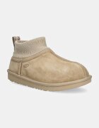 UGG апрески зимни обувки за деца от велур KIDS' CLASSIC ULTRA STRETCH CUFF бежови 1157702K