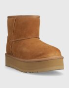 UGG Детски велурени апрески KIDS CLASSIC MINI PLATFORM в бежово