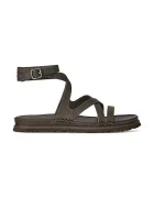 UGG Кожени сандали W Goldengaze Embossed Ankle Wrap в кафяво 1178570.DNSS
