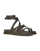 UGG Кожени сандали W Goldengaze Embossed Ankle Wrap в кафяво 1178570.DNSS