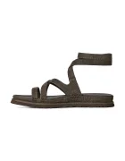 UGG Кожени сандали W Goldengaze Embossed Ankle Wrap в кафяво 1178570.DNSS