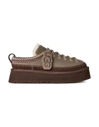 UGG пантофи дамски от велур W Heritage Lace-Up Slipper бежови 1180361.DDRG