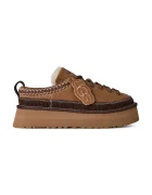 UGG пантофи дамски от велур W Heritage Lace-Up Slipper кафяви 1180361.CHE