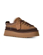UGG пантофи дамски от велур W Heritage Lace-Up Slipper кафяви 1180361.CHE