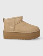 UGG Велурени апрески Classic Ultra Mini Platform в бежово 1135092
