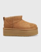 UGG Велурени апрески W Classic Ultra Mini Platform в кафяво