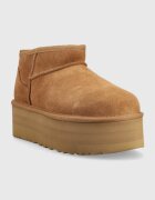 UGG Велурени апрески W Classic Ultra Mini Platform в кафяво