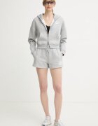 Under Armour къс панталон тип анцуг дамски с памук Icon сив с висока талия 6010982