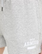 Under Armour къс панталон тип анцуг дамски с памук Icon сив с висока талия 6010982