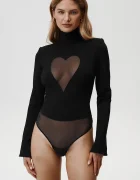 Undress code Боди Heart Out Bodysuit Classic в черно с изчистен дизайн 840