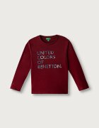 United Colors of Benetton блуза с дълги ръкави дамска от памук бордо 3ATNG10NK