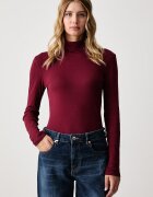 United Colors of Benetton блуза с дълги ръкави дамска от памук бордо 3GA8E2224