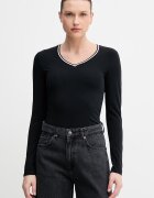 United Colors of Benetton блуза с дълги ръкави дамска от памук черна 3ECMD4026