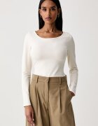 United Colors of Benetton блуза с дълги ръкави дамска с памук бежова 3FJHD10DH
