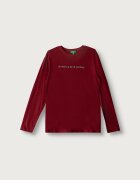 United Colors of Benetton блуза с дълги ръкави за деца от памук бордо 3ATNC10UD