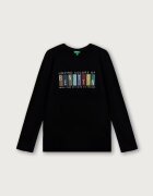 United Colors of Benetton блуза с дълги ръкави за деца от памук черна 3ATNC10UD