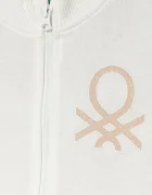 United Colors of Benetton Детски памучен суичър в бяло с десен 3J70G503U