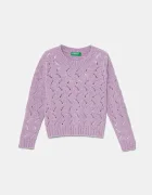 United Colors of Benetton Детски пуловер в лилаво 16CLG100O