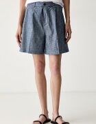 United Colors of Benetton елегантен къс панталон дамски от памук син с висока талия 43F3D902S