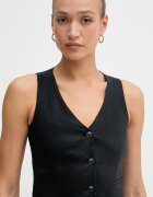 United Colors of Benetton елек с едноредно закопчаване дамски от лен черен 2AGHDJ014