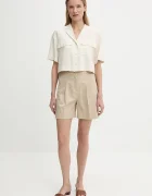 United Colors of Benetton Къс панталон в бежово с изчистен дизайн с висока талия 40FAD901U