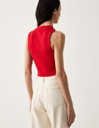 United Colors of Benetton къс топ дамски от памук с еластан червен 3O4YDH01E