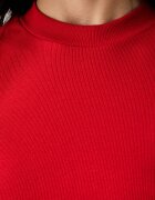 United Colors of Benetton къс топ дамски от памук с еластан червен 3O4YDH01E