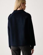 United Colors of Benetton късо палто дамско с вълна тъмносиньо 28F7DN0AM