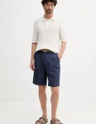 United Colors of Benetton Ленен къс панталон мъжки в тъмносиньо 43B3U9010