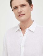 United Colors of Benetton Ленена риза в бяло със стандартна кройка с класическа яка