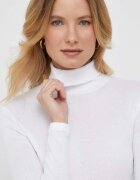 United Colors of Benetton Памучна блуза с дълги ръкави в бяло с поло