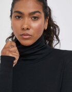 United Colors of Benetton Памучна блуза с дълги ръкави в черно с поло