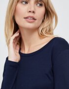 United Colors of Benetton Памучна блуза с дълги ръкави в тъмносиньо