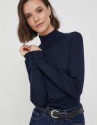 United Colors of Benetton Памучна блуза с дълги ръкави в тъмносиньо с поло