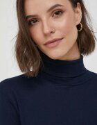 United Colors of Benetton Памучна блуза с дълги ръкави в тъмносиньо с поло