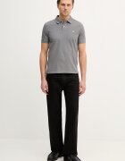 United Colors of Benetton Памучна тениска с яка в сиво с изчистен дизайн 3089J3179